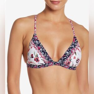 Lucky Brand Gypsy Floral Banded Cross-Back Triangle Bikini Top size XS NWOT
